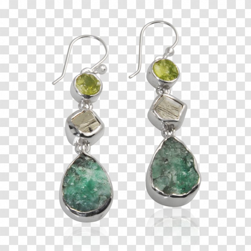 Emerald Earring Silver Body Jewellery - Gem Transparent PNG