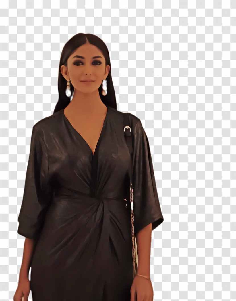 Clothing Black Sleeve Brown Satin - Neck Blouse Transparent PNG