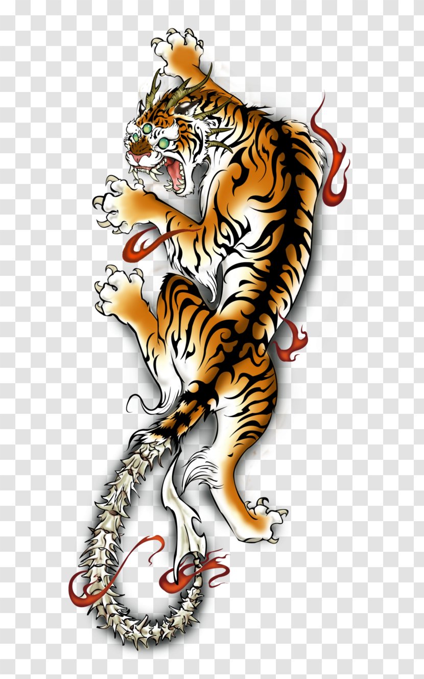 Old School (tattoo) Irezumi Felidae Bengal Tiger - Tail - Traditional  Chinese Painting Transparent PNG