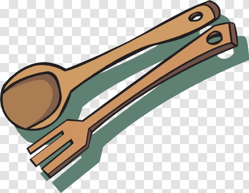 Wooden Spoon Fork Clip Art - Vector Hand-painted Transparent PNG