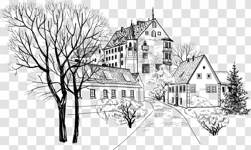 Painting Architecture - Property - Vector Hand-painted Country House Transparent PNG