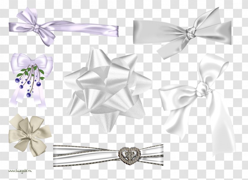 Clothing Accessories Ribbon Bow Tie Clip Art - White - Satin Transparent PNG