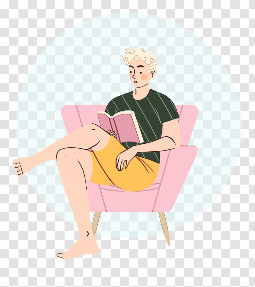 Cartoon Character Sitting Chair Behavior Transparent PNG