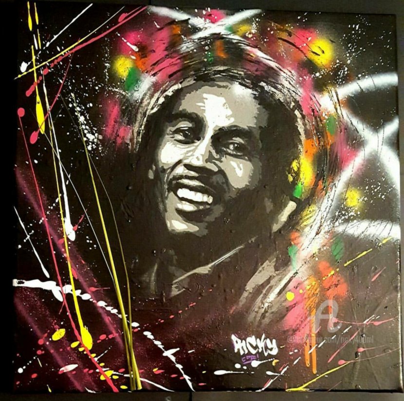 Bob Marley Modern Art Canvas Painting - Oil Paint Transparent PNG