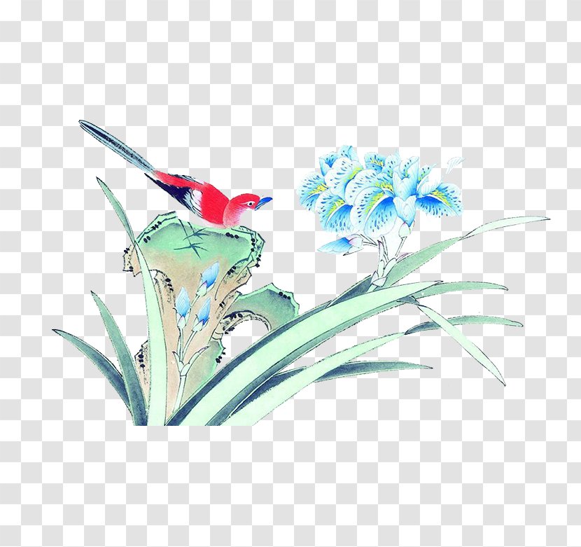 Chinese Painting Bird-and-flower - Creative Arts - Blue Bird Bonus Rockery FIG. Transparent PNG