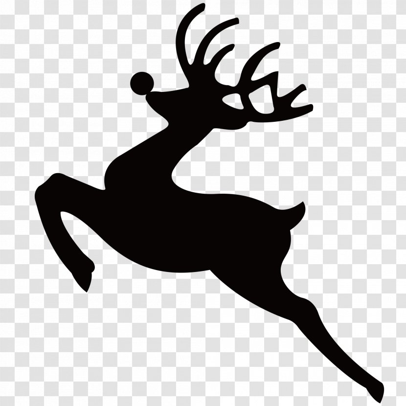 Red Deer Vector Graphics Reindeer - Blackandwhite - Blumenrahmen Sign Transparent PNG