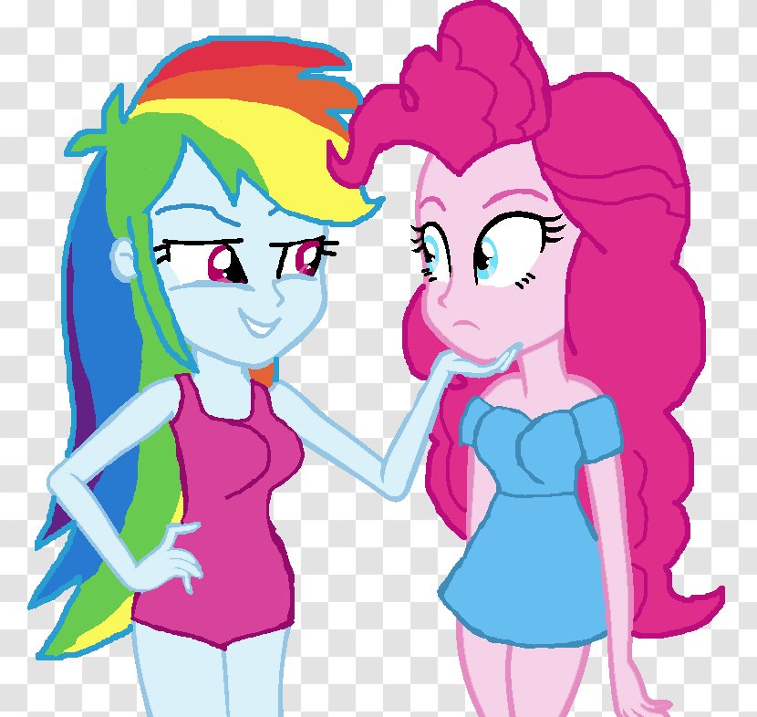Rainbow Dash Pinkie Pie Flirting Female Pony - Silhouette - Frame Transparent PNG