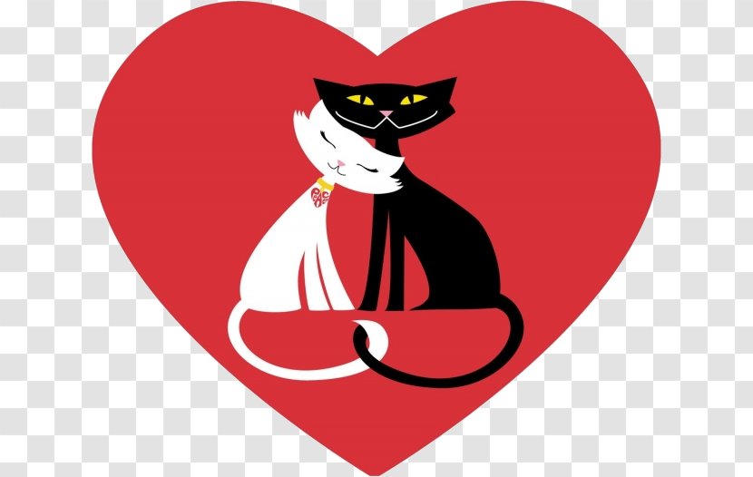 Cat Black Small To Medium-sized Cats Cartoon Heart - Tuxedo Whiskers Transparent PNG
