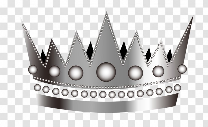 Vector Cartoon Silver Crown - Black And White - Designer Transparent PNG