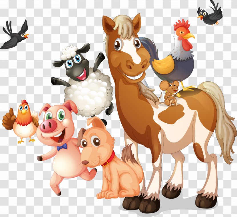 Farm Livestock Illustration - Vector Cartoon Animals Transparent PNG