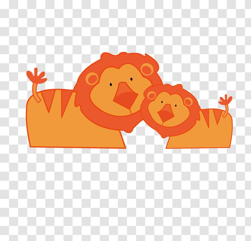 Lion Illustration - Orange Transparent PNG