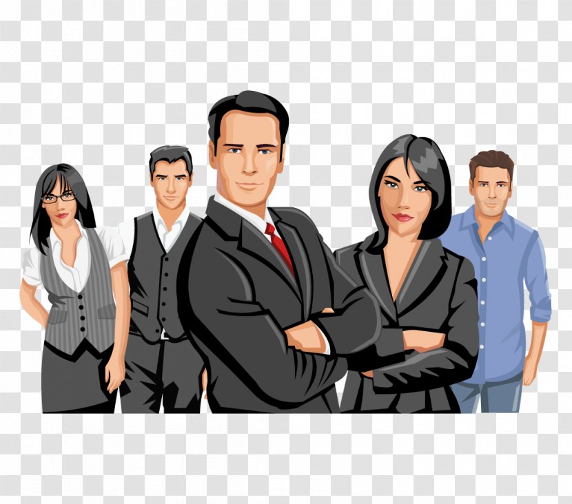 Businessperson Cartoon Illustration - Professional - Business Team Free Buckle Material Transparent PNG