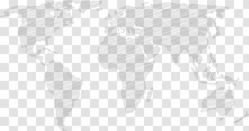 World Map Line Art White & Chocolate - Black And Transparent PNG