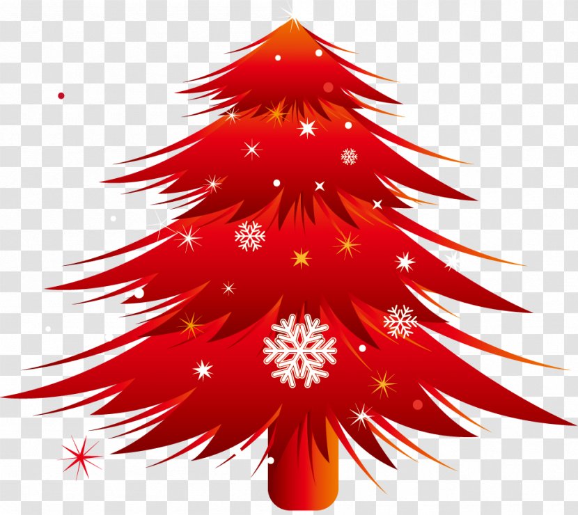 Christmas Tree Snowflake - Vecteur - Cartoon Red Transparent PNG