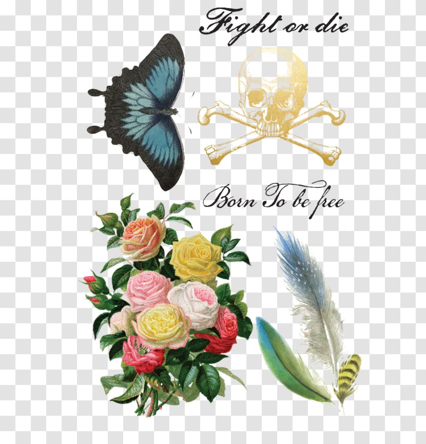 Floral Design Butterfly Rose Cut Flowers - Try Before You Cry - Gold Skull Transparent PNG