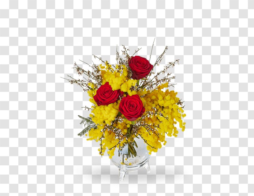 Floral Design Acacia Dealbata Cut Flowers Vase Rose - Festa Della Donna Transparent PNG