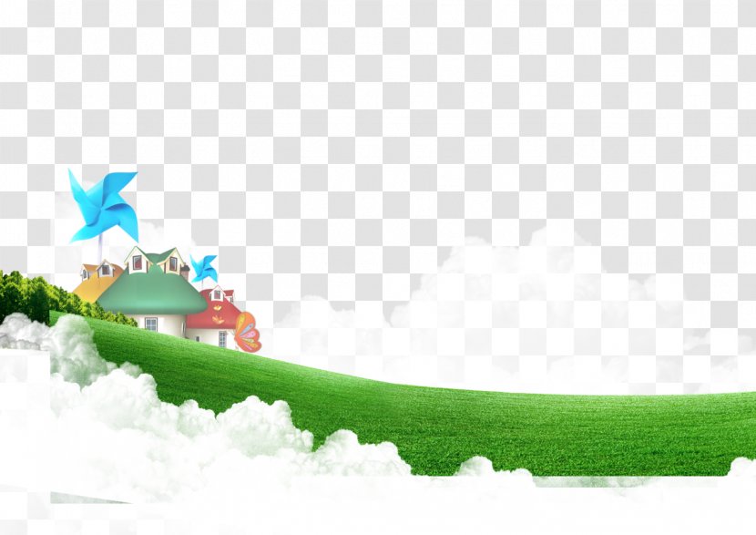 House Lawn - Water - Cartoon Painted Grass Transparent PNG