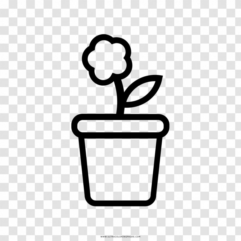 Flowerpot Drawing Coloring Book Como Dibujar - Ausmalbild - Flower Pot Transparent PNG