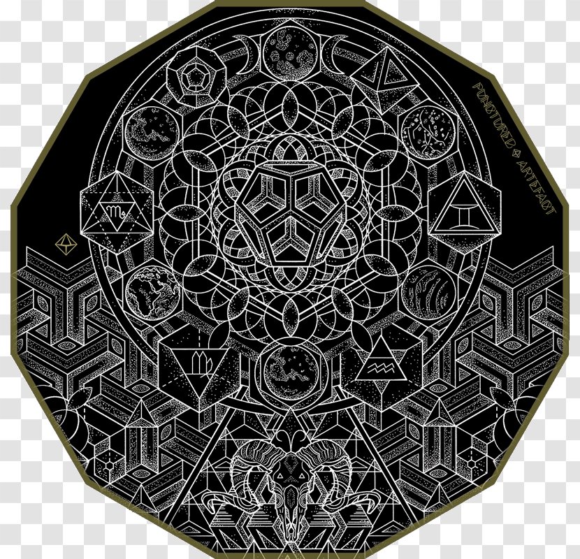 Circle Black Kin Tattoo Owl Pattern - Mandala - Sacred Geometry Transparent PNG