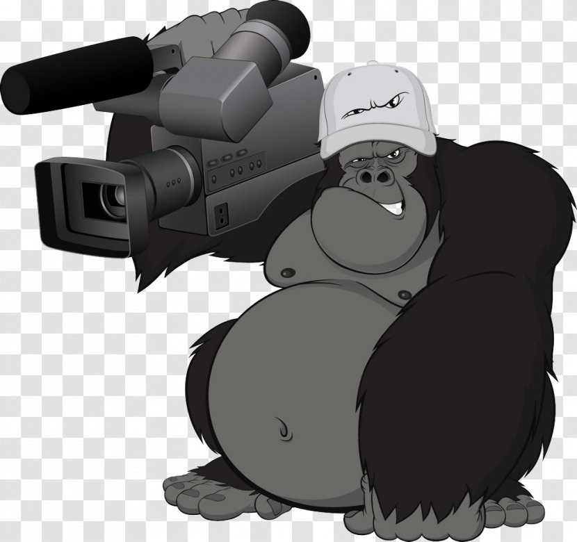Gorilla Ape Chimpanzee Cartoon - Weapon - Photographer Orangutan Picture Transparent PNG