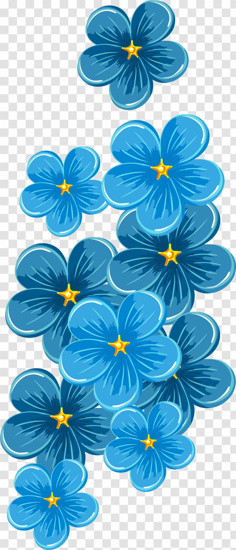 Petal - Violet Family - Hand Painted Blue Flowers Transparent PNG