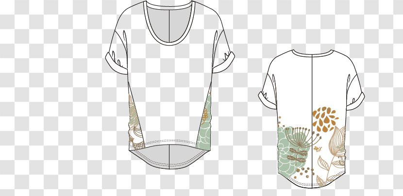 Sleeve T-shirt Clothing - White - Short-sleeved Floral Pattern Vector Transparent PNG