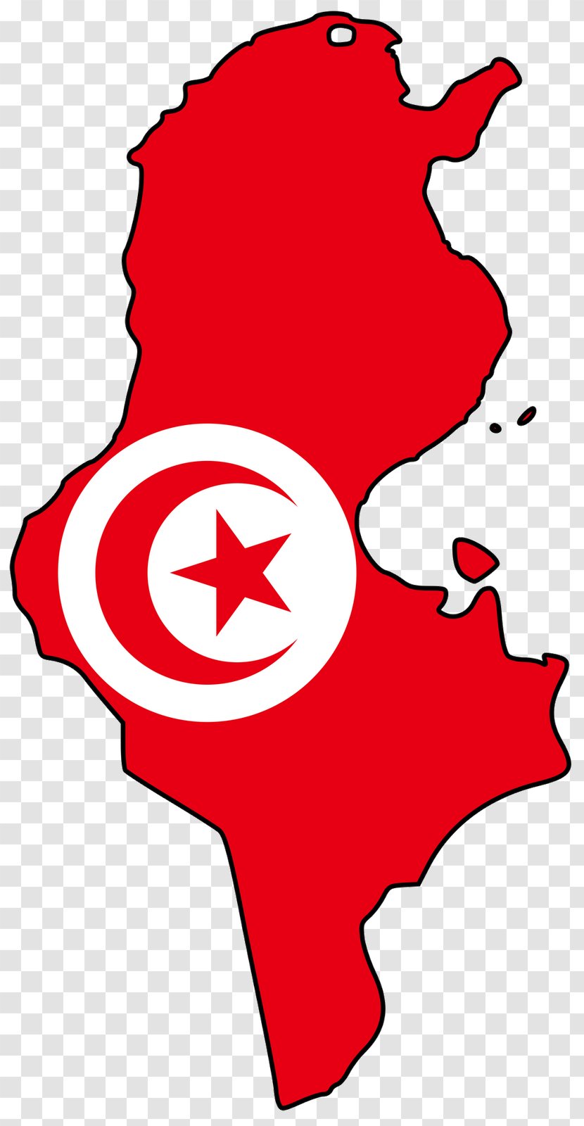 Flag Of Tunisia Map National - Red Transparent PNG