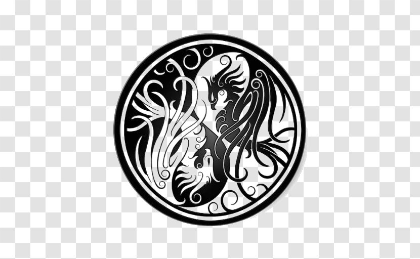 Yin And Yang Chinese Dragon Phoenix Fenghuang - Mythical Creature Transparent PNG