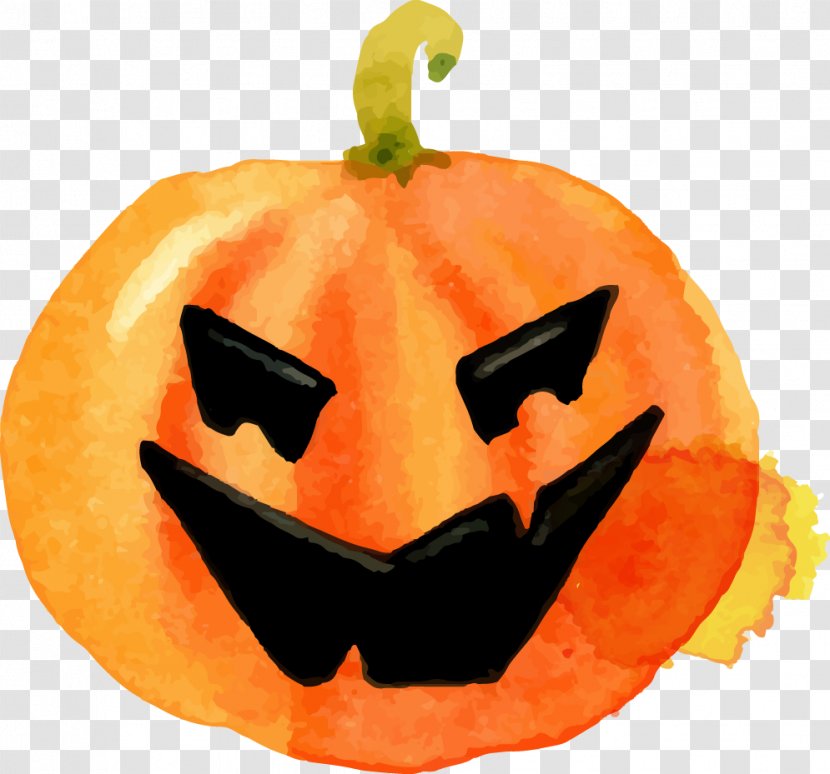 Halloween Paper Pumpkin Jack-o'-lantern Calabaza - Jack O Lantern - Watercolor Transparent PNG