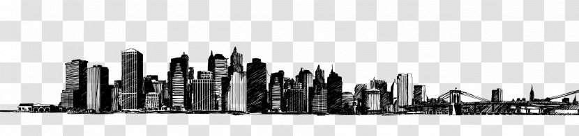 Drawing Landscape Painting Skyline City - Monochrome Photography Transparent PNG