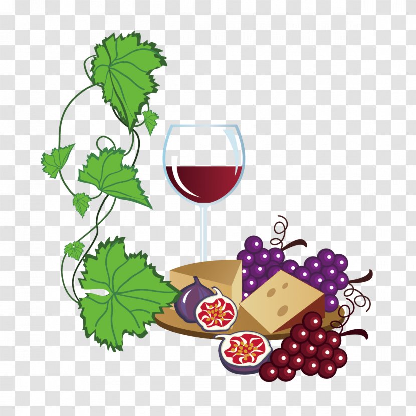 White Wine Common Grape Vine Free Content Clip Art - Tableware - Vector Grapes And Glasses Transparent PNG