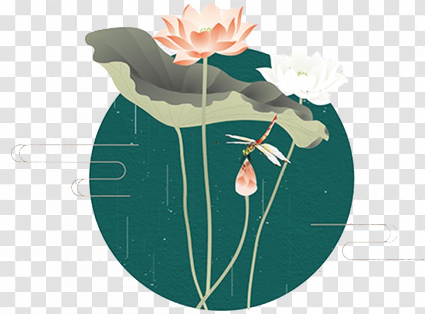 Dragonfly Illustration - Plant - Lotus Material Transparent PNG