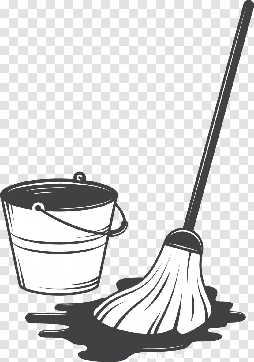Cleaning Tool Illustration - Mop And Bucket Transparent PNG