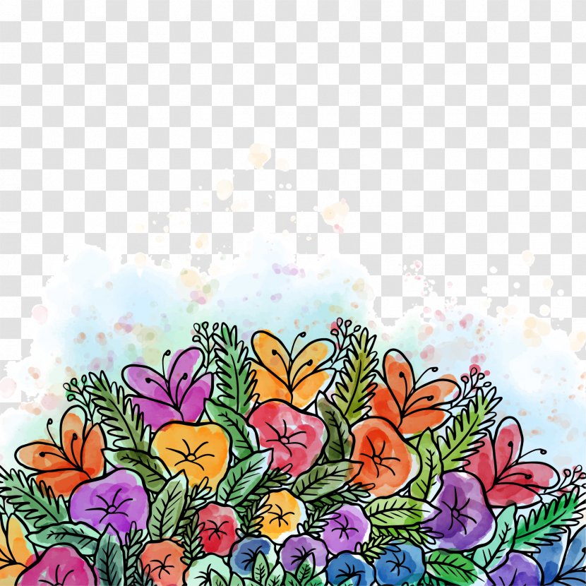 Floral Design Poster Flower - Violet Family - Hand-painted Decorative Vector Background Transparent PNG