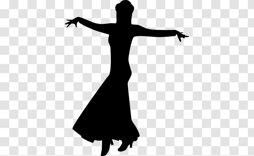 Silhouette Dancer Flamenco - Black And White Transparent PNG