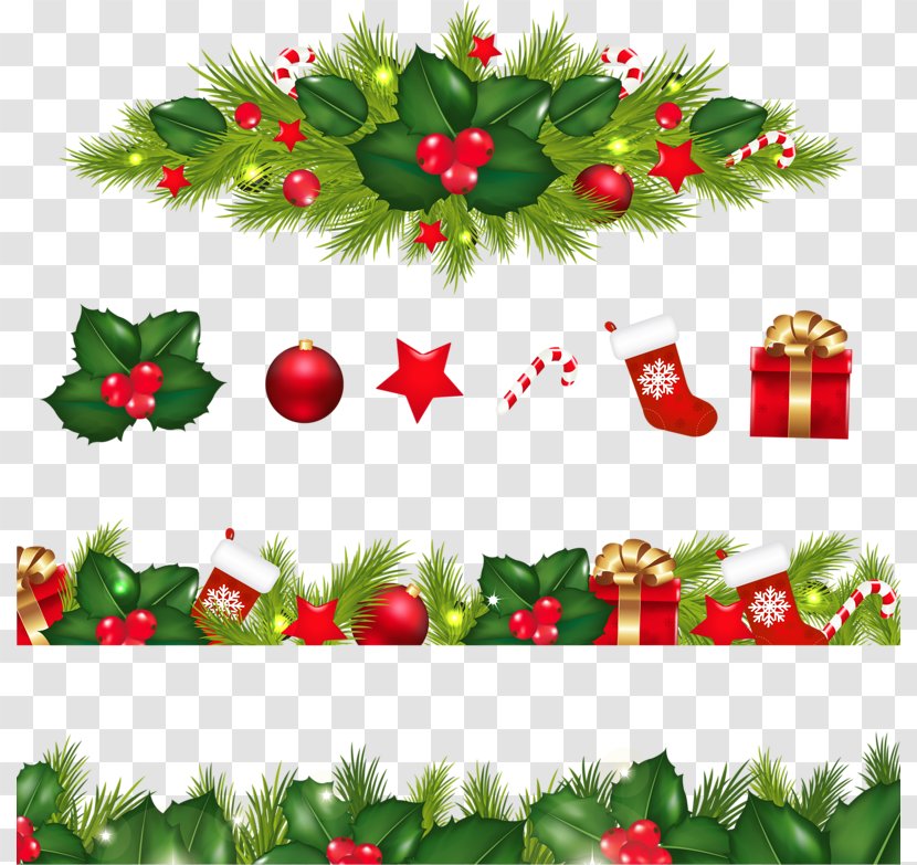 Christmas Decoration Garland Clip Art - Pine Family - Border Transparent PNG