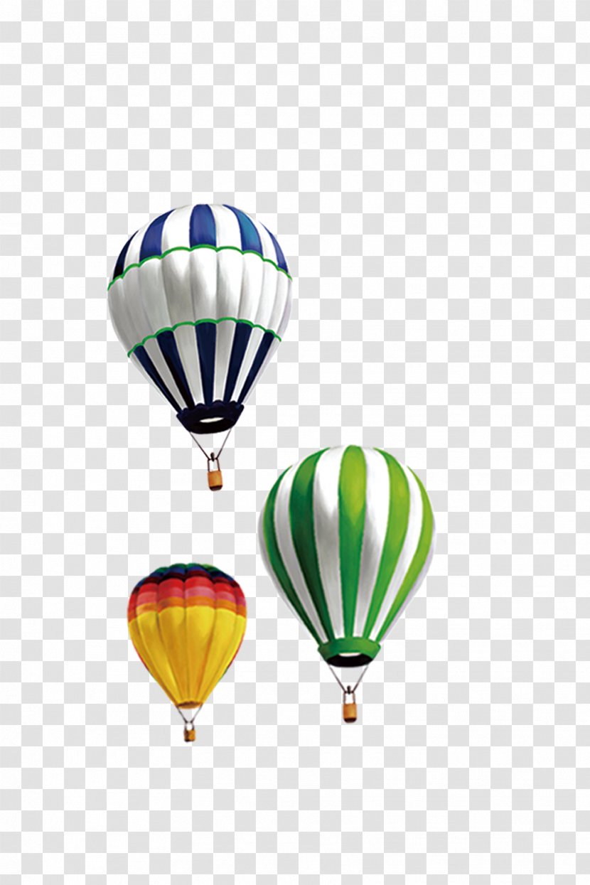 Hot Air Balloon - Yellow - Three Balloons Transparent PNG