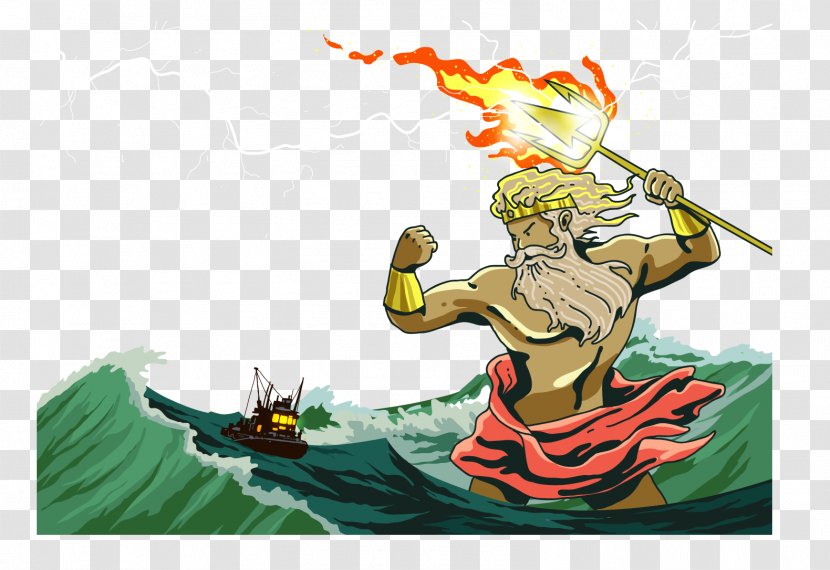 Poseidon Zeus - Fictional Character - Vector Sea God Transparent PNG