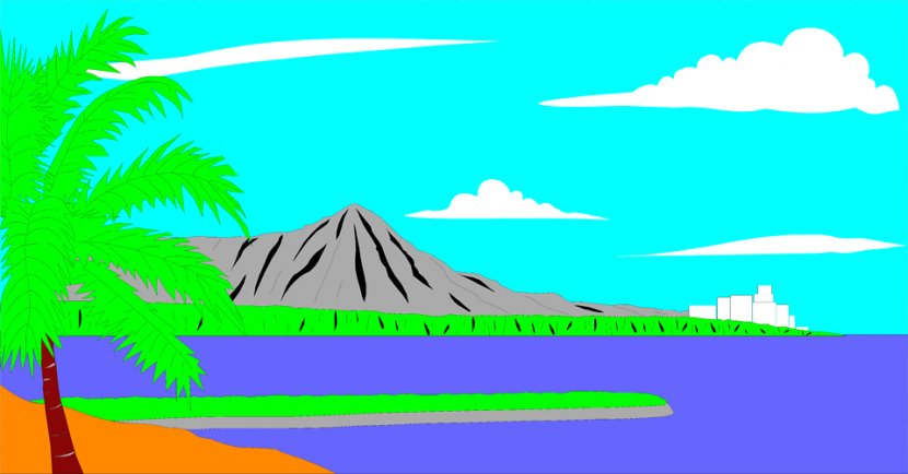 Diamond Head Clip Art - Cartoon - Hawaiian Images Free Transparent PNG