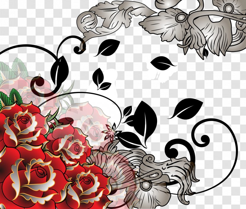 Beach Rose Floral Design Illustration - Art - Vector Transparent PNG