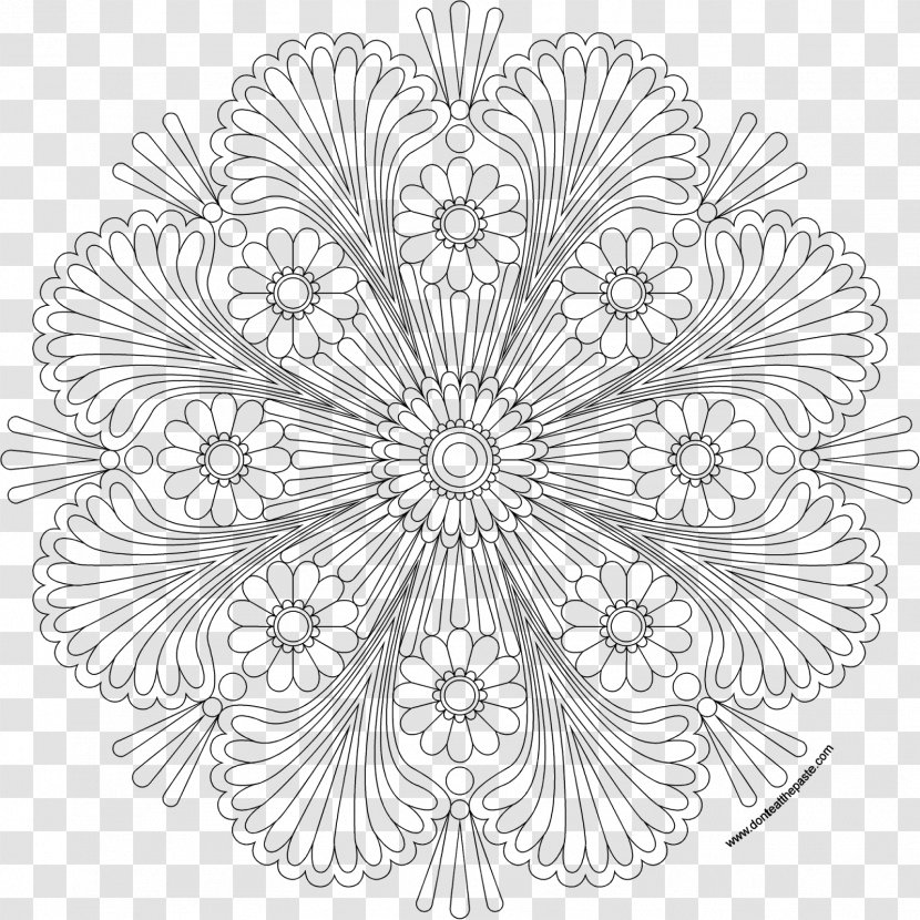 Sacred Yantra Coloring Book Black And White Mandala Transparent PNG