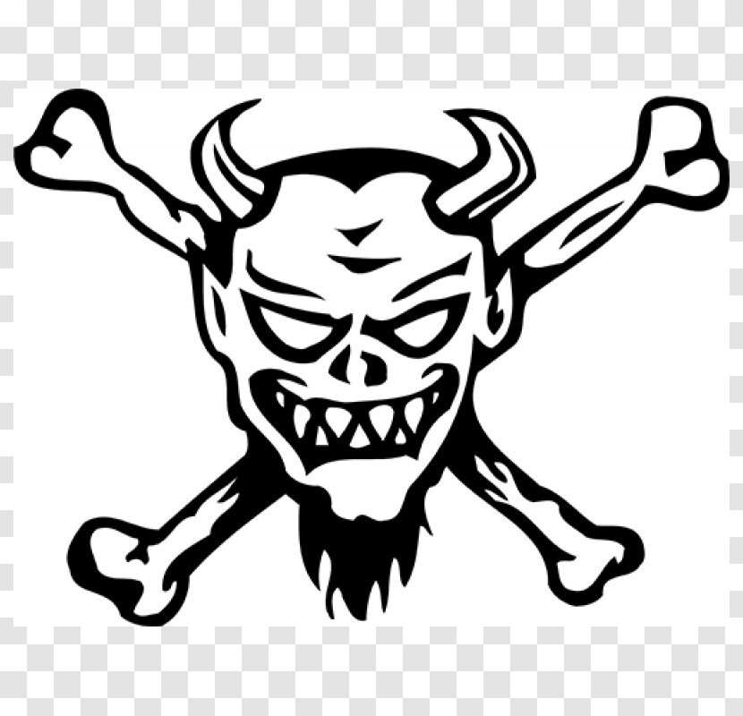 Decal Sticker Skull And Crossbones Devil - Sign Of The Horns Transparent PNG