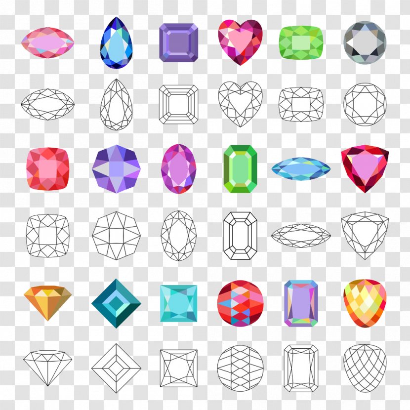 Gemstone Cut Clip Art - Jewellery - Color Stone Jewelry,And Front Bezel Transparent PNG