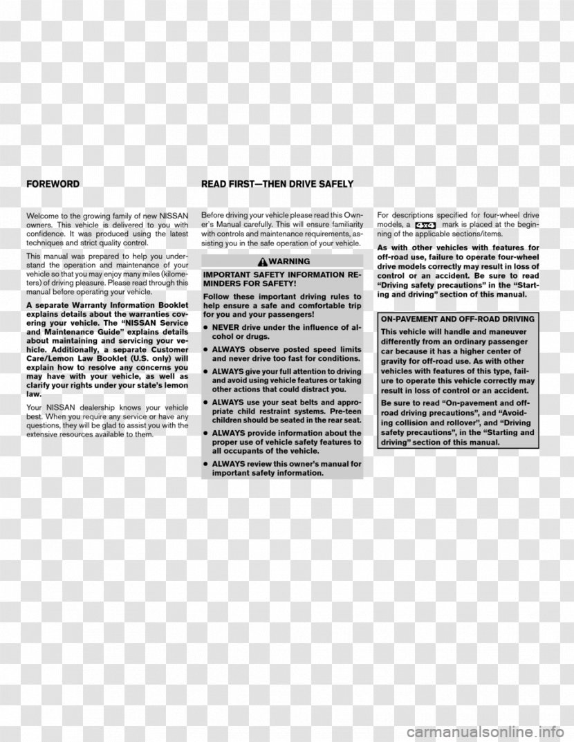 2005 Nissan Xterra Document 350Z Owner's Manual Transparent PNG