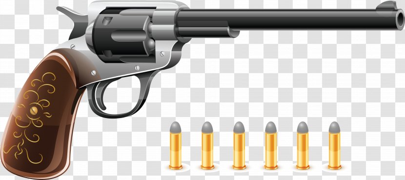 Bullet Antique Firearms Revolver Pistol - Clip - Colt Handgun Image Transparent PNG