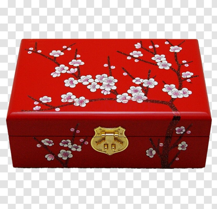 Box Red Cherry Blossom - Gift - Decorative Transparent PNG