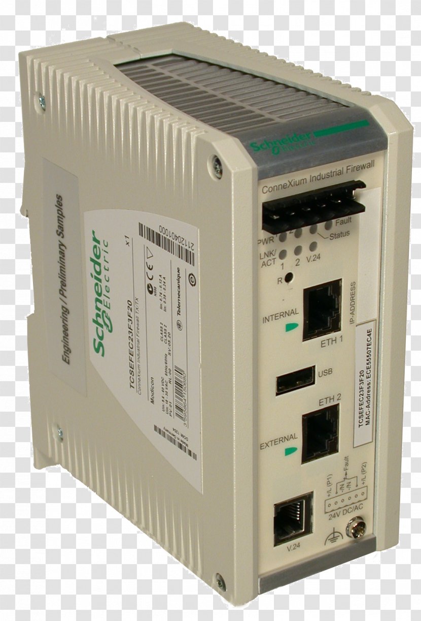 Tofino Schneider Electric Firewall Power Converters SCADA - Electronics Accessory - Fire Wall Transparent PNG