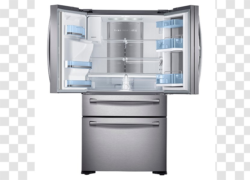 Refrigerator Samsung Refrigeration Ice Makers Cabinetry - Showcase Transparent PNG