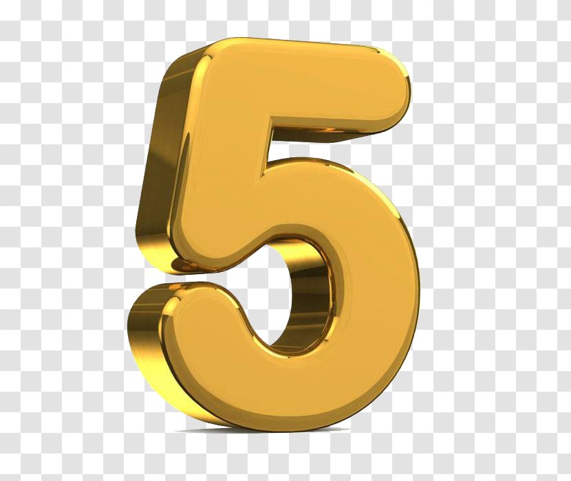 Number Numerical Digit Counting - Symbol - 5 Gold Transparent PNG