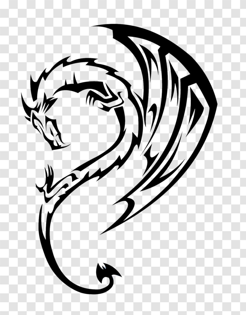 Tattoo Dragon Drawing Clip Art - Fictional Character Transparent PNG